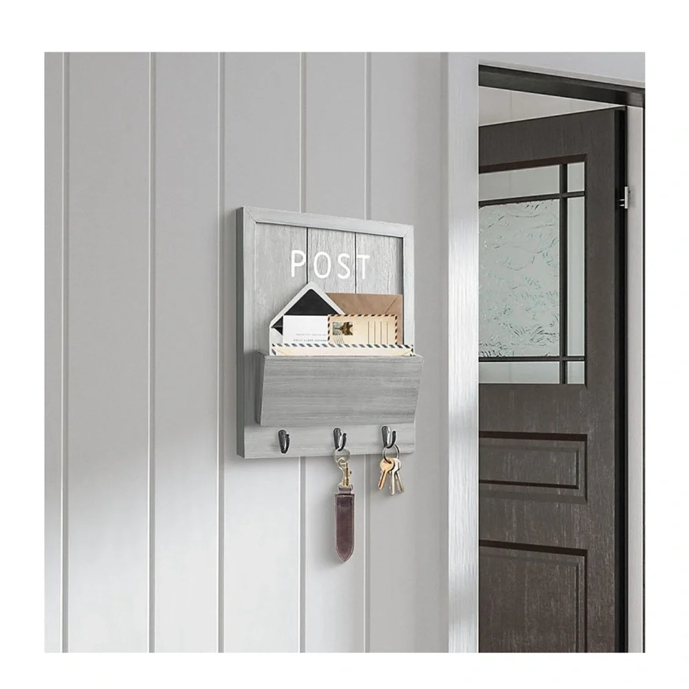 Gray 'POST' Mail Bin with Hooks